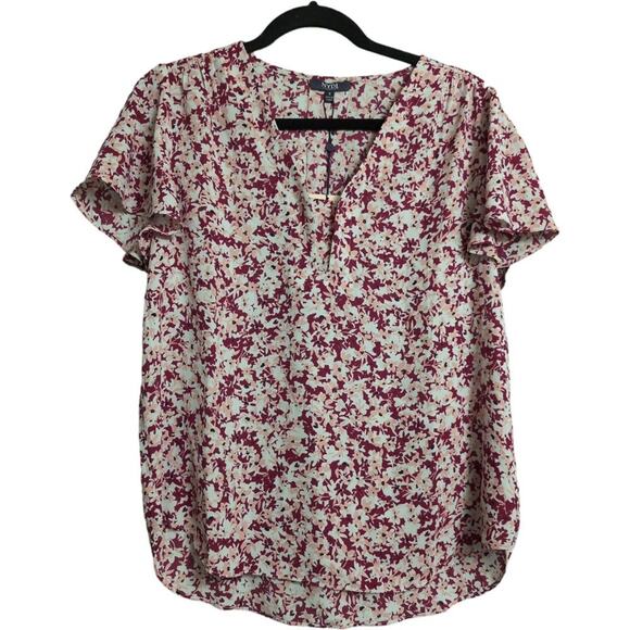 NWT NYDJ Fairy Dust Floral Flounce Sleeve V Neck Blouse Womens Size Small - Picture 1 of 11